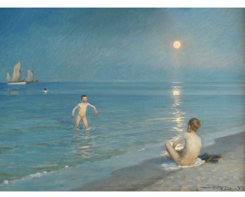 FINE ART PRINTS Ps Kroyer Boys Bathing at Skagen Summer Evening Extra großer Kunstdruck Wandbild Poster Premium XL