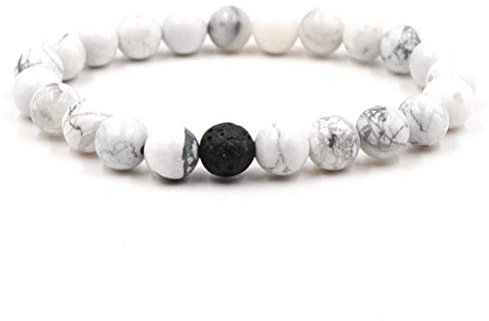 Lavastein Armband, Ätherische Öle Parfüm Diffusor Einzelnen Schwarzen Vulkanischen Stein Perlen Armreif, Weißen Stein Perlen Stretch Elastischer Manschette Unisex Armband Schmuck Festival Paar Ge