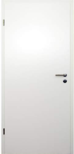 HORI® Zimmertür Komplettset mit Zarge und Türdrücker I Innentür weiß lackiert I Höhe 198,5 cm I 610 mm I DIN Links I Wandstärke: 80 mm (78-97 mm) mm