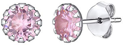 Suplight Damen Ohrstecker Silber 925 Geburtsstein Oktober Turmalin Blümchen Ohrringe pink Zirkonia Ohrpiercing Mädchen chirurgenstahl Ohrschmuck Kristall Accessoire für Jahrestag Valentinstag