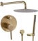 YJROOMS Brushed Gold Concealed Shower Set Rould Brass Bathroom Shower Mixer System Rainfall Shower Head Kit (12 Inch)