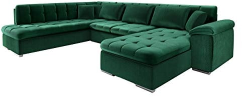 Mirjan24 Ecksofa Niko Premium, Design Eckcouch Sofa Couch mit Schlaffunktion U-Form Sofa Farbauswahl Wohnlandschaft (Magic Velvet 2225-151 + Venus Velvet 2941 + Magic Velvet 2225-151, Seite: Rechts)