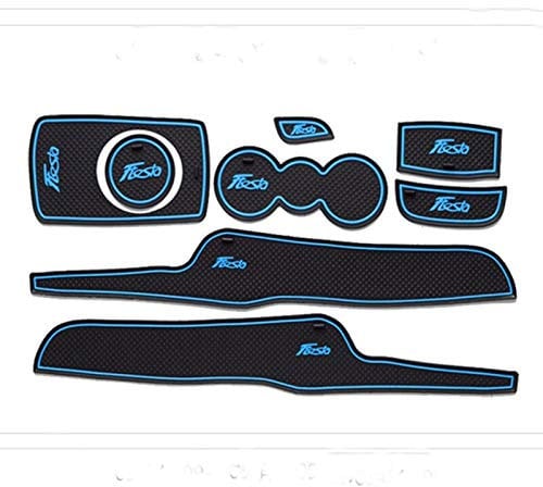 For Fiesta 2008-2016 Car Mats Door Slot Pad Accessories, Gate Slot Storage Mats, Cup Holder Pad, Rubber Door Groove Mats Anti Slip (blue)