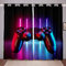 Tbrand Gamepad Vorhänge Konsole Videospiel Fenstervorhang 175x140cm für Jungen Jugendliche Gradient Neon Blickdichte Vorhänge Gamer Gaming Spiel Controller