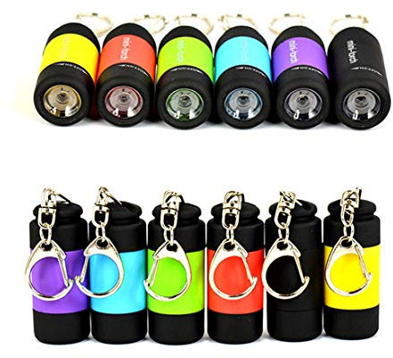 Mini linterna de bolsillo con llavero, lámpara con linterna LED recargable por USB, mini linterna impermeable con llavero para acampar al aire libre, senderismo (Azul)