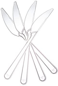 Commerline Plastikmesser 100 Stück | Plastikbesteck | Mehrweg & Robust Party Besteck | Plastik Messer Wiederverwendbar Messer | Spülmaschinenbeständig gemäß