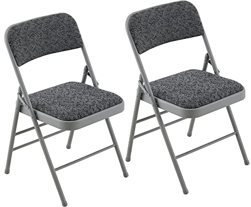 LeChamp Stoffgepolsterte Klappstühle für den Innenbereich, Metall, zusammenklappbar, Bürostuhl, Küchenstuhl, Garten, Industriestühle, Klappstuhl mit Polster, 2er-Set (Beige-B, 2 Stück)