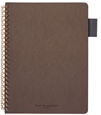 Lihit Lab N2993-9 Notizbuch mit offenem Ring, Kunstleder, A5, braun