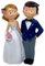Tortenfigur Hochzeit Brautpaar Tortenaufsatz Tortendeko Hochzeitspaar für Torte Cake-Topper Hochzeitstorte, Dekofigur Hochzeitspaar Wedding Trauung (Comicstyle Smile)