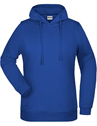 James & Nicholson Damen Basic Kapuzensweat - Leicht taillierter Kapuzenpulli mit angerauter Innenseite | Farbe: dark-royal | Grösse: L