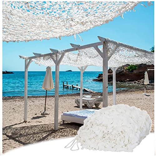 DGSFES Filet Camouflage Blanc Renforcé,Filet De Protection Solaire De Chasse,Filet De Camouflage Décoratif Militaire,Filet Camouflage Photographie Animalière,Protection Jardin,3X7m