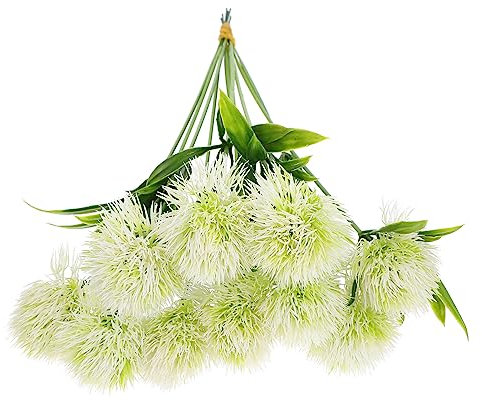 HOMSFOU 10st Künstlicher Löwenzahn Künstliche Löwenzahnpflanzen Gefälschte Löwenzahnverzierung Lebensechter Löwenzahn Tischdekorationen Fälschung Blumendekoration Hochzeit Plastik Weiß