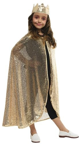 Rubies Set accessori principessa oro rosa brillante per ragazze e bambini, mantello e corona dorato, accessorio per carnevale, feste e compleanni