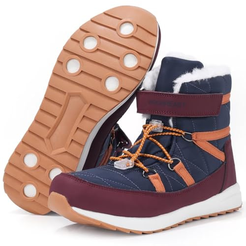 visionreast Bottes d'hiver pour homme et femme - Chaudes doublées - Bottes de neige - Chaussures de randonnée - Bottes d'hiver avec fermeture velcro antidérapante pour l'extérieur, rouge2, 41 EU