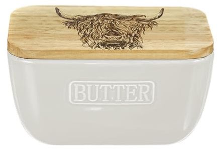 The Just Slate Company Highland Cow White Butter Dish