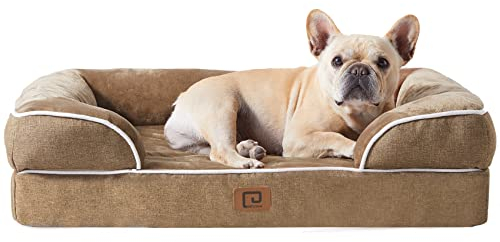EHEYCIGA Orthopädisches Hundebett Kleine Hunde, 76x51x15cm, Memory Foam Hundekorb Mittelgroße Hunde, Waschbar Hundesofa Wasserdicht rutschfest, Hundecouch mit Hohem Rand, Kamel