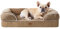 EHEYCIGA Orthopädisches Hundebett Kleine Hunde, 76x51x15cm, Memory Foam Hundekorb Mittelgroße Hunde, Waschbar Hundesofa Wasserdicht rutschfest, Hundecouch mit Hohem Rand, Kamel