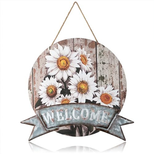 Walasis Türkranz Ganzjährig Türdeko Haustür Türkranze Frühling Außen Tür Kranz Modern Deko (Vintage Sonnenblume)