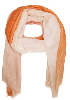 QUEEN HELENA Schal mit Glitzer, leicht, weich, gemustert, Damenschal, SC024-1, Orange, Einheitsgröße