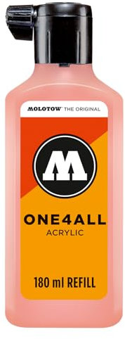 Molotow One4All Refill Acryl 180ml (Tinte zum Nachfüllen von Acrylmarkern, hochdeckend und permanent, schnell trocknend, für fast alle Untergründe) 244 koralle