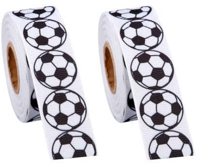 2 Rollen dünne Sportbänder mit Sportmotiven, Ripsbänder, Basketball, Bastelbänder, Geschenkverpackungen, Fußball-Bastelbänder, Geschenkverpackung, Bänder Fußball