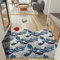 Feblilac Sea Wave Entrance Door Mat, Japanese Style Anti Skid Doormat, PVC Coil Door Mats for Home, Washable Entryway Doormat