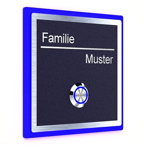 YONOX Premium Klingelschild Edelstahl mit LED 360° Beleuchtung - Stilvolles Design für Ihre Eingangstür - Anthrazit Pulverbeschichtet - personalisierbare Türklingel - hochwertige moderne Klingel