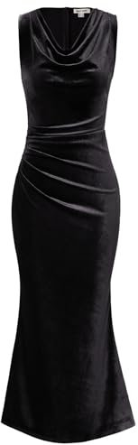 GRACE KARIN Women Sleeveless Long Bridesmaid Dress Winter Evening Dress Velvet Ball Gown Black Size 12