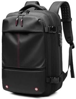 pulunto Vacpack Rucksack, 60 l, erweiterbarer Rucksack mit Vakuumkompression, Anti-Diebstahl-Reiserucksack für Outdoor, Schwarz , 60 cm(L)