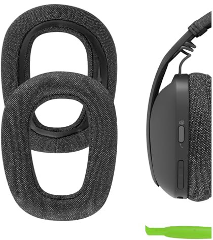 Geekria Comfort Mesh Fabric Replacement Ear Pads for Logitech Zone Vibe 100/125, G435 Lightspeed Wireless Headphones Ear Cushions, Repair Parts (Black)