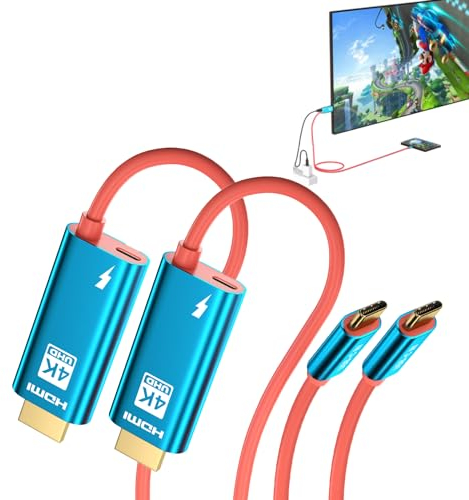 QCEs USB C to HDMI Cable for Switch NS/OLED, 2Pack Portable Switch Dock 4K HDMI TV Adapter Cord with Charging 6.6Ft Compatible with Nintendo Switch Dock, Steam Deck, iPhone 15, Galaxy S23