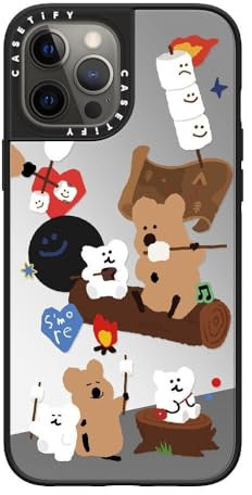 CASETiFY Verspiegelte iPhone 12 Pro Max Hülle, reflektierend, 1,52 m Fallschutz, kompatibel mit Magsafe, S'more ! - Silber auf Schwarz