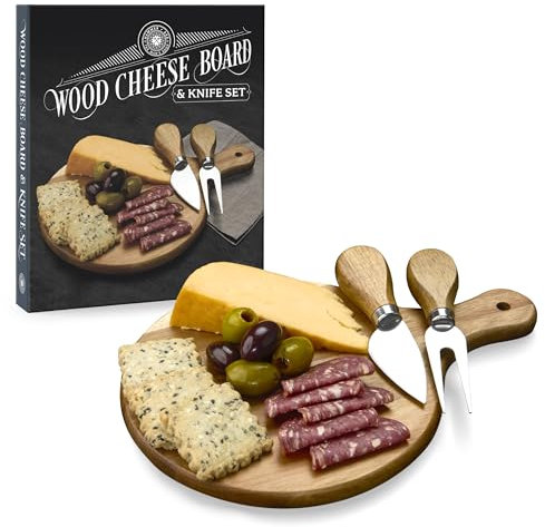 Hammer + Axe Acacia Wood Cheese Board & Knife Set – Perfect for Charcuterie Boards, Wine Pairings, & Dinner Parties| Charcuterie Board Serving Tray Kitchen Essential| Housewarming, Wedding, Home Gift