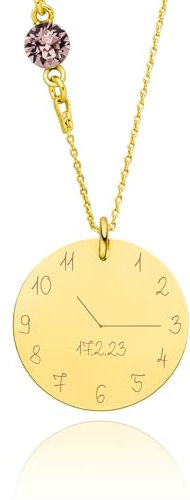 WUNDERklein Personalisierte Halskette mit Geburtsuhr zum Gravieren - Geschenk für neue Mütter zur Geburt - Kette mit Geburtsdaten
