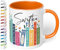 Geschenk für Musik-Fans: Kaffeetasse Bücherregal mit Best of Albums „Swiftea“ – Geschenkidee für Sänger- & Musikliebhaber - Keramik, ca. 330ml, Orange