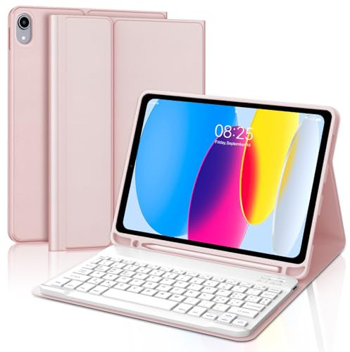FOGARI Custodia Tastiera Bluetooth per iPad 10 Generazione 10.9“ 2022, Qwerty Italiana, Design Moderno con Slot per Pencil, Protezione Completa e Supporto Multiangolo Regolabile - Rosa