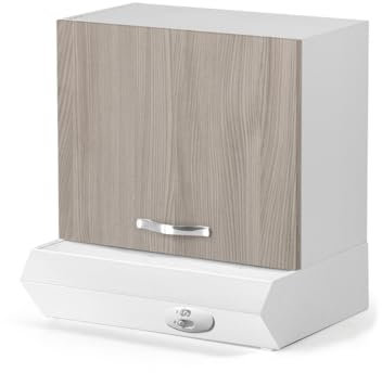 REDÒKASA Pensile per cucina componibile da 60 cm con due ante, realizzata in legno 100% MADE IN ITALY disponibile con/senza Cappa (Cappa Bianca, Olmo)