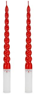 PartyDeco Spitzkerzen Paraffin 25cm - 2er Set Kerzen Weihnachtsmann - Tafelkerzen für Weihnachten - Weihnachtskerzen Adventskerzen - Rot Weiß