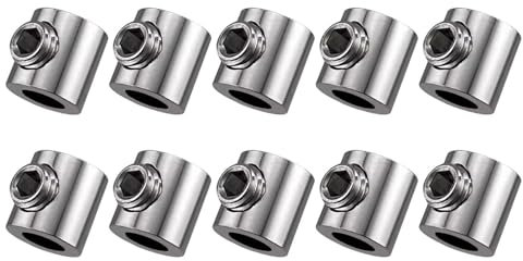 Lot de 10 Serre-Câbles à Assemblage,Serre Cable Trou Unique En Acier Inoxydable, Serre-Câbles Polyvalents pour Câbles Métalliques de 1 à 1,5 Mm, Chantiers de Construction et Les Navires Corde à Linge