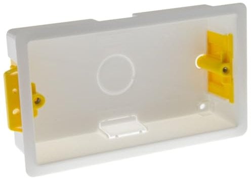 ÉABCON 35mm 2 Gang Dry Lining Back Box, Plasterboard Pattress Box, Adjustable Lugs (1)