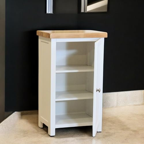 GROFurniture Snow White Slim Cabinet, Bathroom Storage Cabinet, Oak Painted Kitchen Cupboard, Hallway Storage Unit, Storage Cupboard, Bathroom Unit