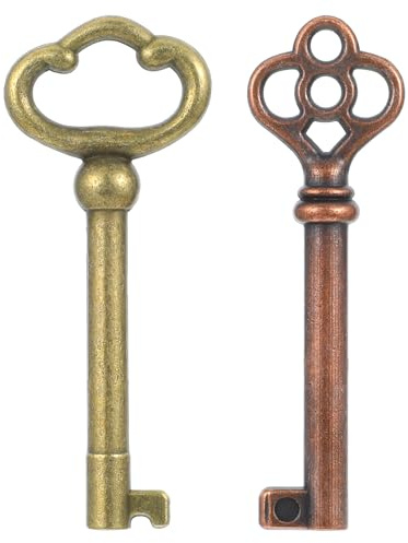 Generic Skeleton Key, KY-2AB and KY-3AB Skeleton Keys Hollow Barrel Replacement Key Antique Brass SkeletonKeys Cast Iron Pass Decor Vintage Pirate Keys for Vintage Furniture and Locks