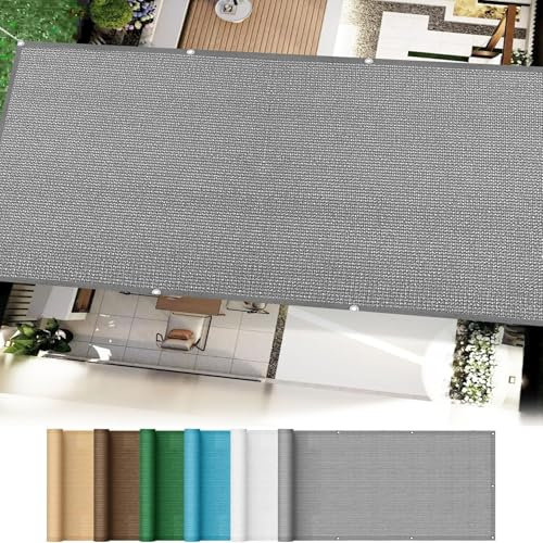 Windschutznetz mit Ösen 160 x 450 cm HDPE Luftdurchlässig, Wasserdurchlässig Sonnenschutzsegel Regenschutz Balkon Seitenmarkise Schattenspender für Balkon Terrasse, Weiß