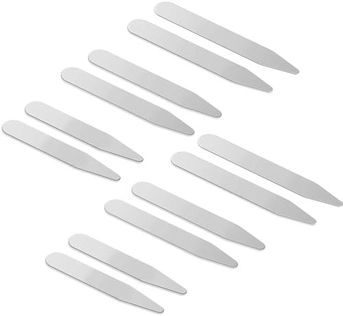 12 Pcs Stainless Steel Collar Stiffeners - Suitable for Men & Women - 3 Sizes (55.8x10x0.8mm, 63.5x10x0.8mm, 70x10x0.8mm) - Durable Metal Shirt Collar Stays - Shirt Stays for Men - Collar Support
