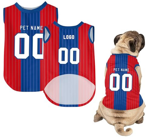 Hunde-Shirts, Personalisiert Hunde Trikots mit Name&Nummer&Logo Sommer T-Shirt Welpen Kleidung Sweatshirt Tee Shirt Haustier Kleidung Pullover, für Kleine, Mittelgroße, Große Körper A01