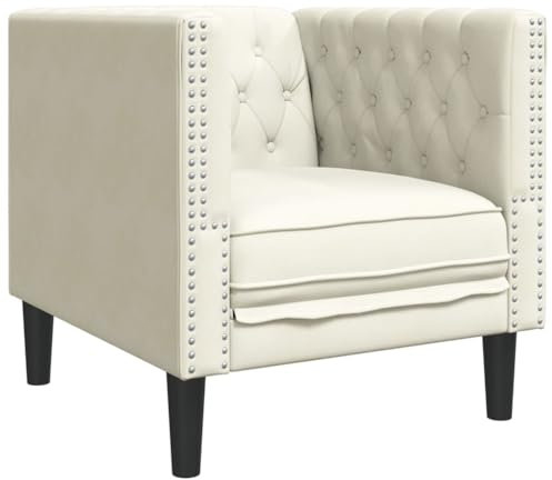 Generico Kangqiling Chesterfield-Sessel, cremefarben, Samt, 372680