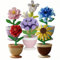Flowers Bouquet Building Set with flowerpot, 6pcs 3D Puzzles Artificial Creative Flowers Building Blocks Set Toy DIY Decor for Home Office, Artificial Decor Gifts for Kids Birthday Adults (6pcs)