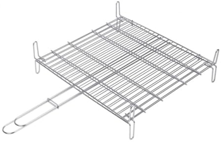 VoltShine Doppelter Grillrost aus Edelstahl, 40 x 45 cm, ideal zum Grillen und Kochen, robust und leicht zu reinigen.