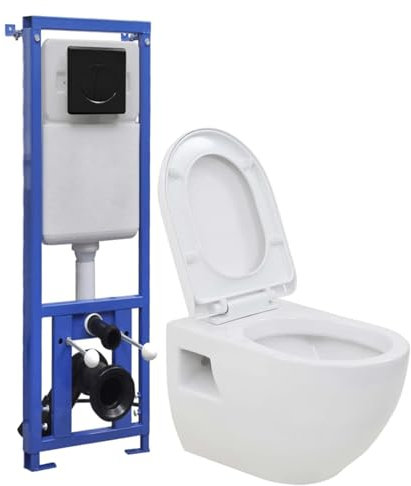 Hänge-Toilette mit Unterputzspülkasten Keramik, Snsowed Stand Wc Mit Spülkasten Komplett, Wc Komplettset