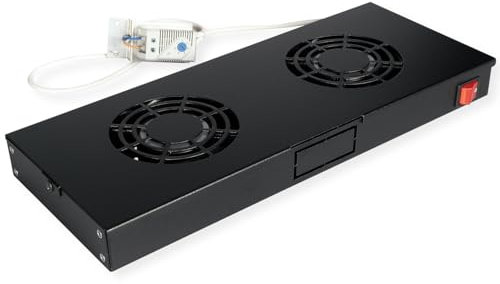 ROLINE Unidad de ventilación de 19 Pulgadas, 2 Ventiladores, termostato, Negro